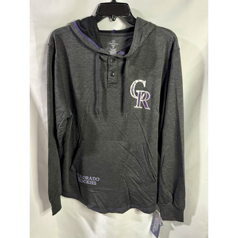 Colorado Roockies Baseball Hoodie Pullover Button Neck Logo Men's M True Fan